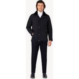 Erkek Lacivert Regular Fit Yakası Kürklü Kaban - 2XL