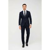 Erkek Lacivert Slim Fit Dar Kalıp Klasik Takım Elbise