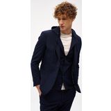 Erkek Lacivert Slim Fit / Dar Kalıp Mono Yaka Kombinli Takım Elbise