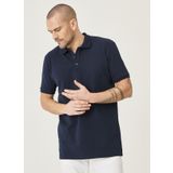 Erkek Lacivert Slim Fit Dar Kesim %100 Pamuk Polo Yaka Tisört