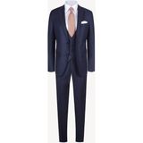 Erkek Lacivert Slim Fit Kareli Yelekli Takım Elbise - 46 / 6 - 6 Drop