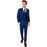 Erkek Lacivert Slim Fit Kareli Yelekli Takım Elbise - 54 / 6 - 6 Drop