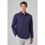 Erkek Lacivert Slim Fit Sert Yaka Gömlek - XL