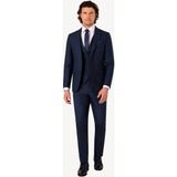 Erkek Lacivert Slim Fit Yelekli Kareli Desen Takım Elbise - 46 / 6