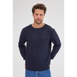 Erkek Lacivert Standart Fit Normal Kesim Pamuklu Basic Bisiklet Yaka Sweatshirt - 4XL