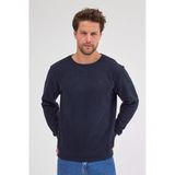 Erkek Lacivert Standart Fit Normal Kesim Pamuklu Basic Bisiklet Yaka Sweatshirt