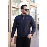 Erkek Lacivert Su ve Rüzgar Geçirmez Slim Fit Astarlı Mevsimlik Mont - XL