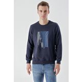 Erkek Lacivert Trend Bisiklet Yaka Sweat-Shirt