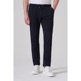 Erkek Lacivert Trend Ekose Lastikli İpli Slim Fit Pantolon