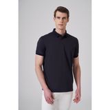 Erkek Lacivert Trend Jakarlı Polo Yaka Dinamik Fit T-shirt