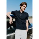 Erkek Lacivert Trend Polo Yaka Jakarlı Triko T-Shirt