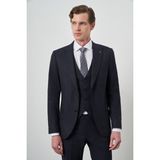 Erkek Lacivert Trend Yelekli Slim Fit Sivri Yaka Takım Elbise - 56 - 6 Drop