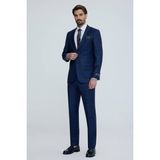 Erkek Lacivert Yeşil Regular Fit Kareli Desenli Takım Elbise - Lacivert - Yeşil - 54 / 6