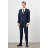 Erkek Lacivert Yünlü Platinium 8-Drop Slim Fit Sivri Yaka Takım Elbise