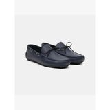 Erkek Lacivert Zımba Detaylı İpli Deri Loafer