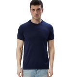 Erkek Lacivert%100 Pamuk Bisiklet Yaka Kısa Kollu Triko Kazak TRIST-7106 -XL