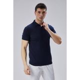 Erkek Lacivert%100 Pamuk Polo Yaka Kısa Kollu Triko Kazak TRIST-7107-2XL