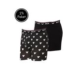 Erkek Likralı Desenli ve Düz 2'li Boxer Paketi