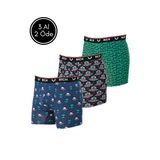 Erkek Likralı Desenli ve Düz 3'lü Boxer Paketi