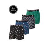 Erkek Likralı Desenli ve Düz 4'lü Boxer Paketi