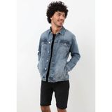 Erkek Likralı Jean Ceket Mavi - XL