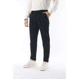 Erkek Likralı Pantolon Slimfit Siyah Jogger Kışlık - Bağcıklı Bel & Lastikli Paça