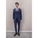 Erkek Likralı Slim Fit Sivri Yaka Yelekli Takım Elbise - 48