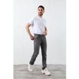 Erkek Likrali Straight Fit Jean Pantolon Gri