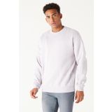 Erkek Lila Oversize Fit Bol Kesim Pamuklu Içi Polarlı 3 Iplik Bisiklet Yaka Sweatshirt