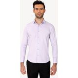 Erkek Lila Uzun Kol Puantiyeli Slim Fit Gömlek - 2XL