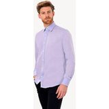 Erkek Lila Uzun Kol Slim Fit Saten Gömlek - 3XL