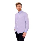 Erkek Lila Uzun Kol Slim Fit Saten Gömlek