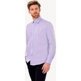 Erkek Lila Uzun Kol Slim Fit Saten Gömlek