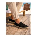Erkek Loafer Günlük Rahat Casual Ayakkabı Kolay Giyim Konforu Smart Casual Ofis Stili Rahat Kalıp Siyah Hakiki Deri ve Süet Dokulu BESKAR BA0251