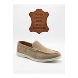 Erkek Loafer Günlük Rahat Casual Ayakkabı Şehir ve İş Yaşamı İçin Kolay Giyim Konforu Ergonomik Yapı Krem Hakiki Deri ve Süet Dokulu BESKAR BA0252