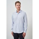 Erkek Marine Çizgi Desen Trend Slim Fit Gömlek - XL