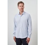 Erkek Marine Çizgi Desen Trend Slim Fit Gömlek