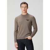 Erkek Marka Logo Detaylı Bisiklet Yaka Regular Fit Bej Kazak EM002419 AF14158-U6189
