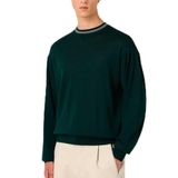 Erkek Marka Logo Detaylı Bisiklet Yaka Regular Fit Koyu Yeşil Kazak 6R1MXG 1MNGZ-0565