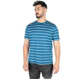 Erkek Marka Logo Detaylı Çizgili Regular Fit Kısa Kollu Mavi-Sarı T-Shirt 23411082-265