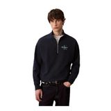 Erkek Marka Logolu Pamuk Karışımlı Yarım Fermuarlı Şık Görünümlü Lacivert Sweatshirt LV XXL