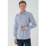 Erkek Mavi B.Gabardin Pamuk Desenli Slim Fit Gömlek