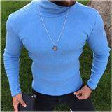 Erkek Mavi Boğazlı Balıkçı Yaka Kazak - XL