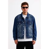 Erkek Mavi Kot Ceket Oversize - L