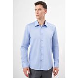 Erkek Mavi Pamuk Düz Desen Sert Yaka Slim Fit Gömlek