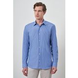 Erkek Mavi Pamuk Trend Slim Fit Sert Yaka Gömlek