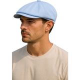 Erkek Mavi Pamuklu Kasket Şapka Yazlık Nefes Alan Ingiliz Stili Newsboy Şapka - Standart
