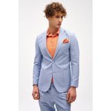 Erkek Mavi Slim Fit / Dar Kalıp Mono Yaka Takım Elbise - 54