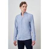Erkek Mavi Slim Fit Dik Yaka Gömlek - 2XL