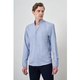 Erkek Mavi Slim Fit Dik Yaka Gömlek